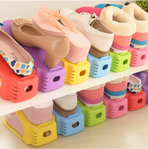 Household Goods Japanese and Korean Style Thickened One-Piece Shoe Rack Storage Shoe Rack Simple Double-Layer Plastic Shoe Rack