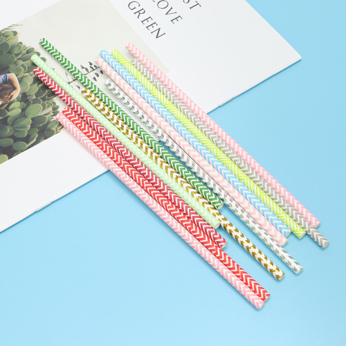 modern housewife color stripe disposable straw decoration props environmental protection straw creative party paper straw