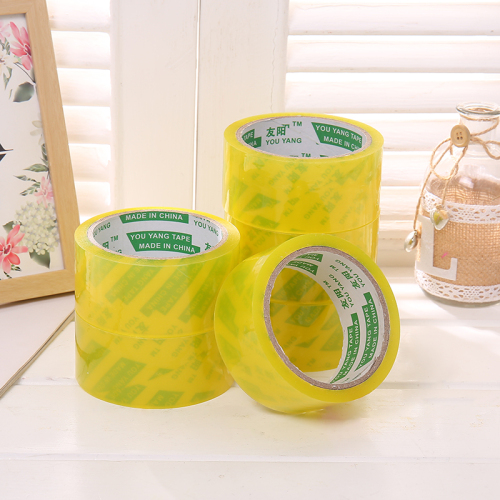 4.5cm Packaging Tape Transparent Yellow Wide Tape Sealing Packaging Carton Tape Customized Factory Direct Sales