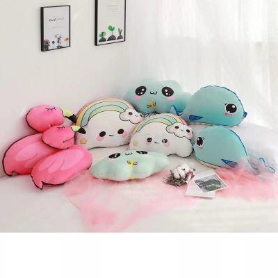 Foreign trade new cute down cotton clouds whale flamingo pillow cushion plush toys can be customized LOGO