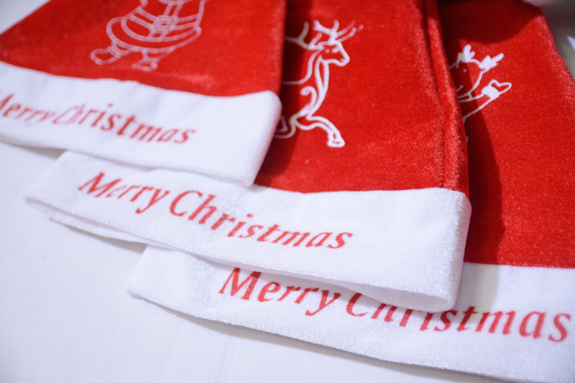 圣诞帽圣诞节日装饰梳毛布圣诞帽圣诞鹿帽圣诞老人帽圣诞雪花帽