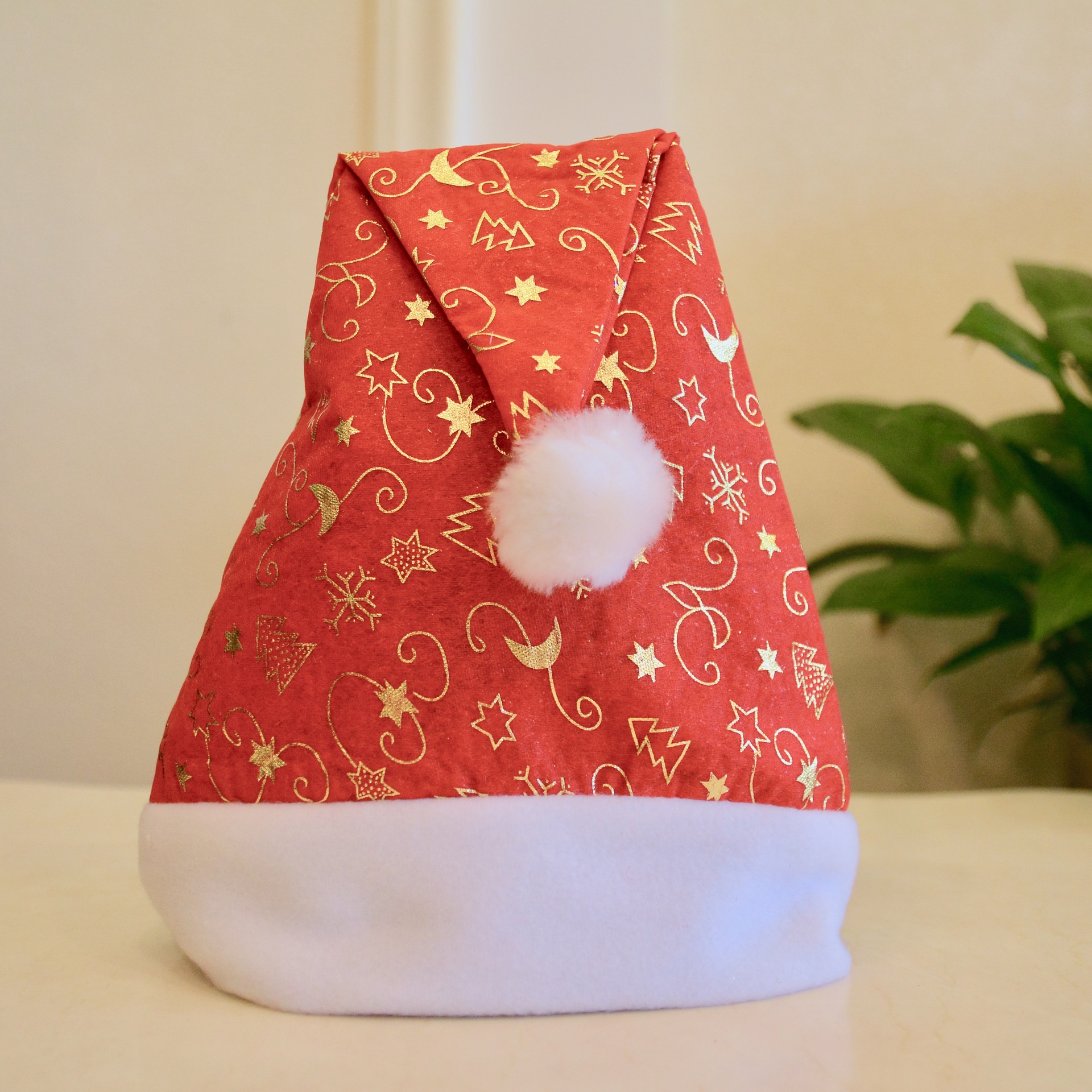 圣诞节装饰圣诞帽高档拉毛布帽纱布烫金帽圣诞节头饰装饰用品