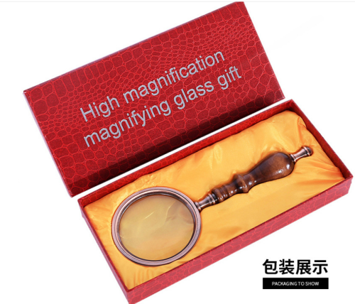 ebony handle 80mm metal 10 times retro collection gift reading magnifying glass high-end handheld optical glass