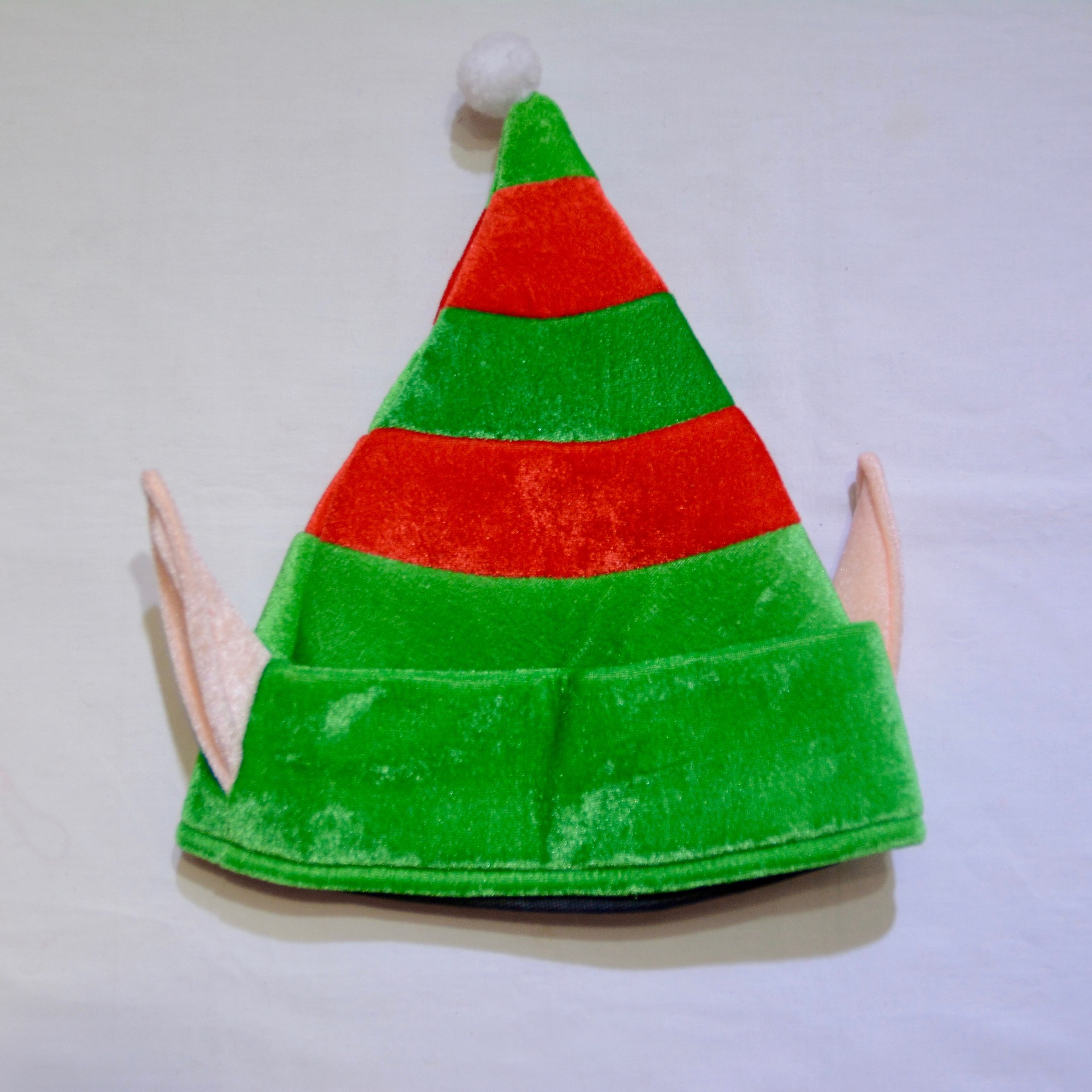 圣诞帽圣诞节装饰红绿条纹竖耳精灵帽可爱派对用品圣诞成人帽