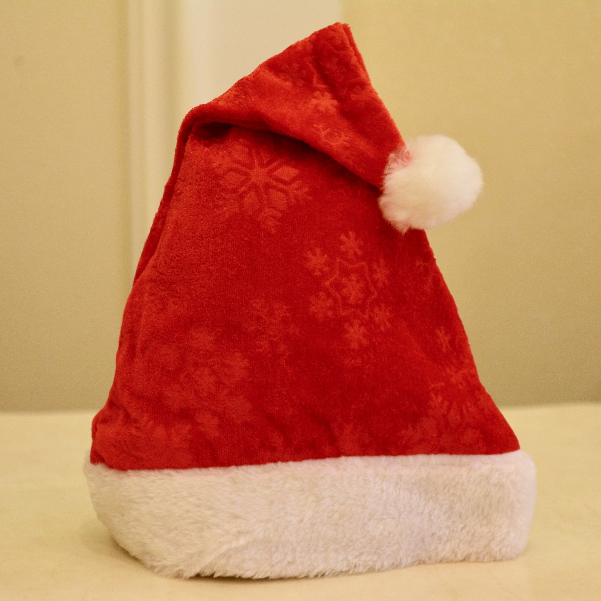 圣诞帽高档绒布压痕双边帽圣诞节日装饰派对用品成人圣诞帽