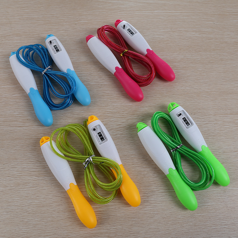 羿彩新款带钢丝耐用自动计数跳绳批发精美学生中考训练跳绳