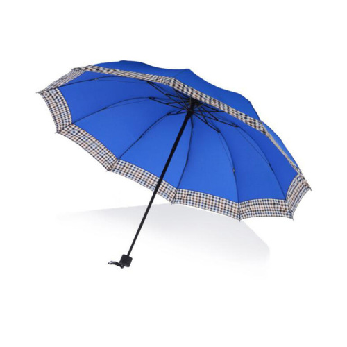 extra large 10-bone folding umbrella plaid wide edge 8-bone sun umbrella supermarket men and women dual-use hand open