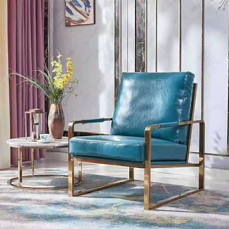 电镀钛金 后现代设计单轻奢单人沙发椅 北欧客厅单椅后现代简约详情29