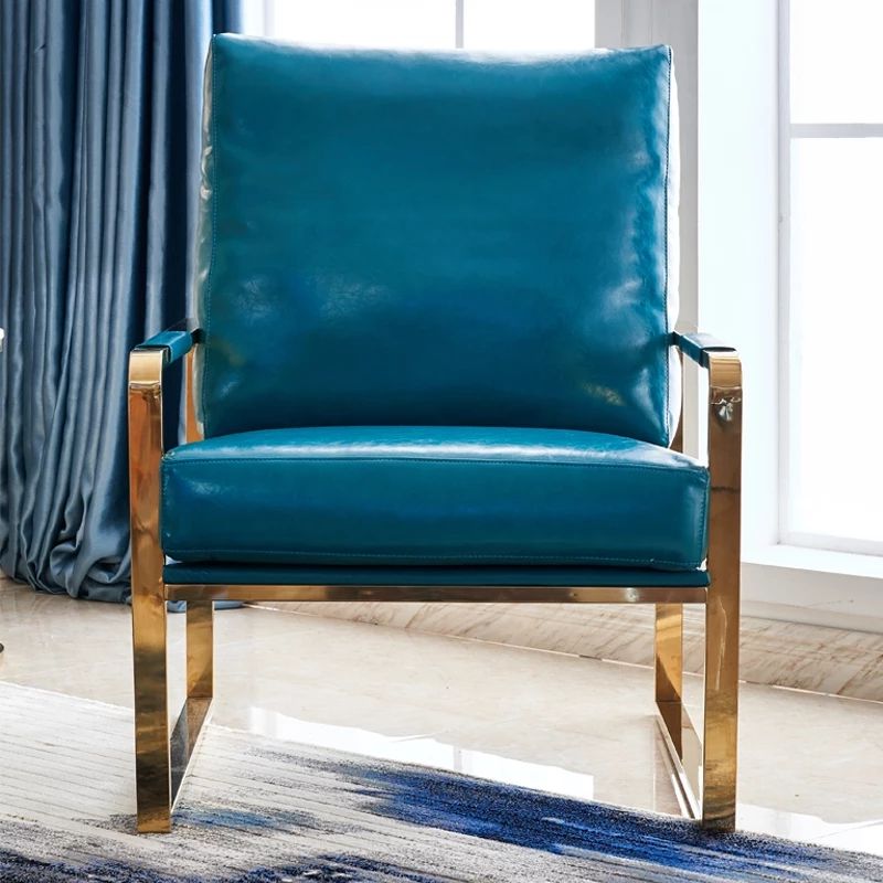 电镀钛金 后现代设计单轻奢单人沙发椅 北欧客厅单椅后现代简约详情15