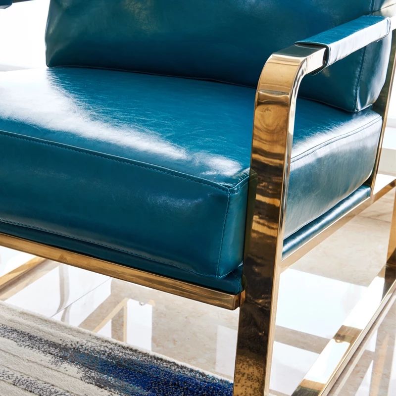 电镀钛金 后现代设计单轻奢单人沙发椅 北欧客厅单椅后现代简约详情16