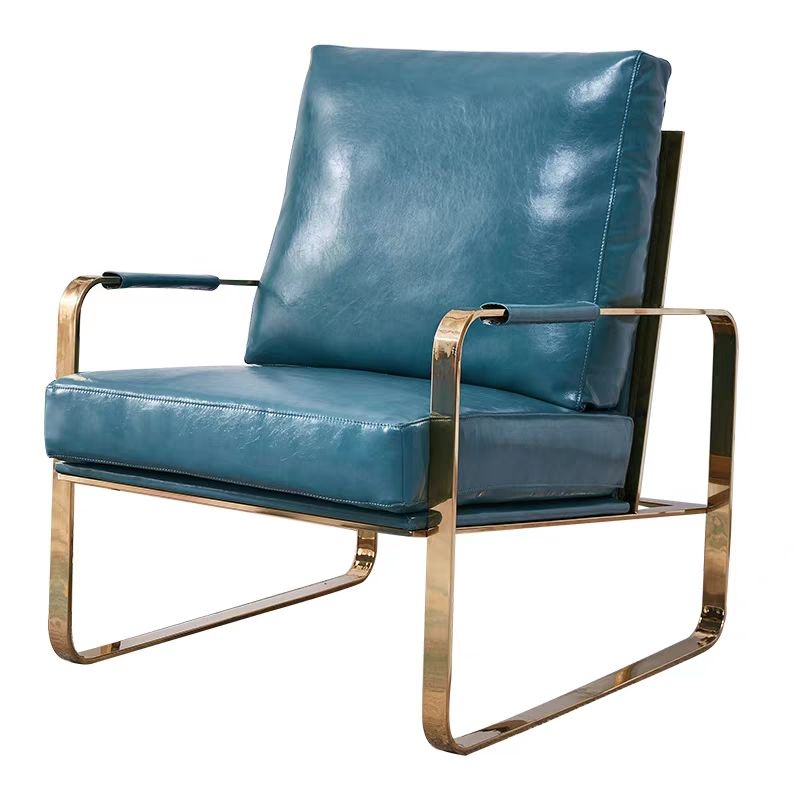 电镀钛金 后现代设计单轻奢单人沙发椅 北欧客厅单椅后现代简约详情7