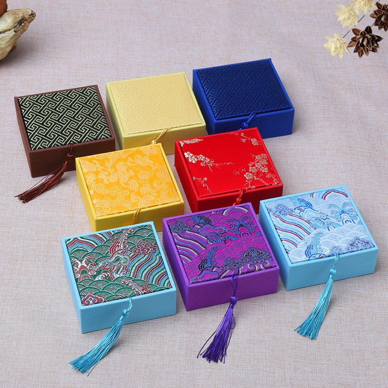 新品复古国风回纹佛珠手串包装盒锦盒现货批发定制