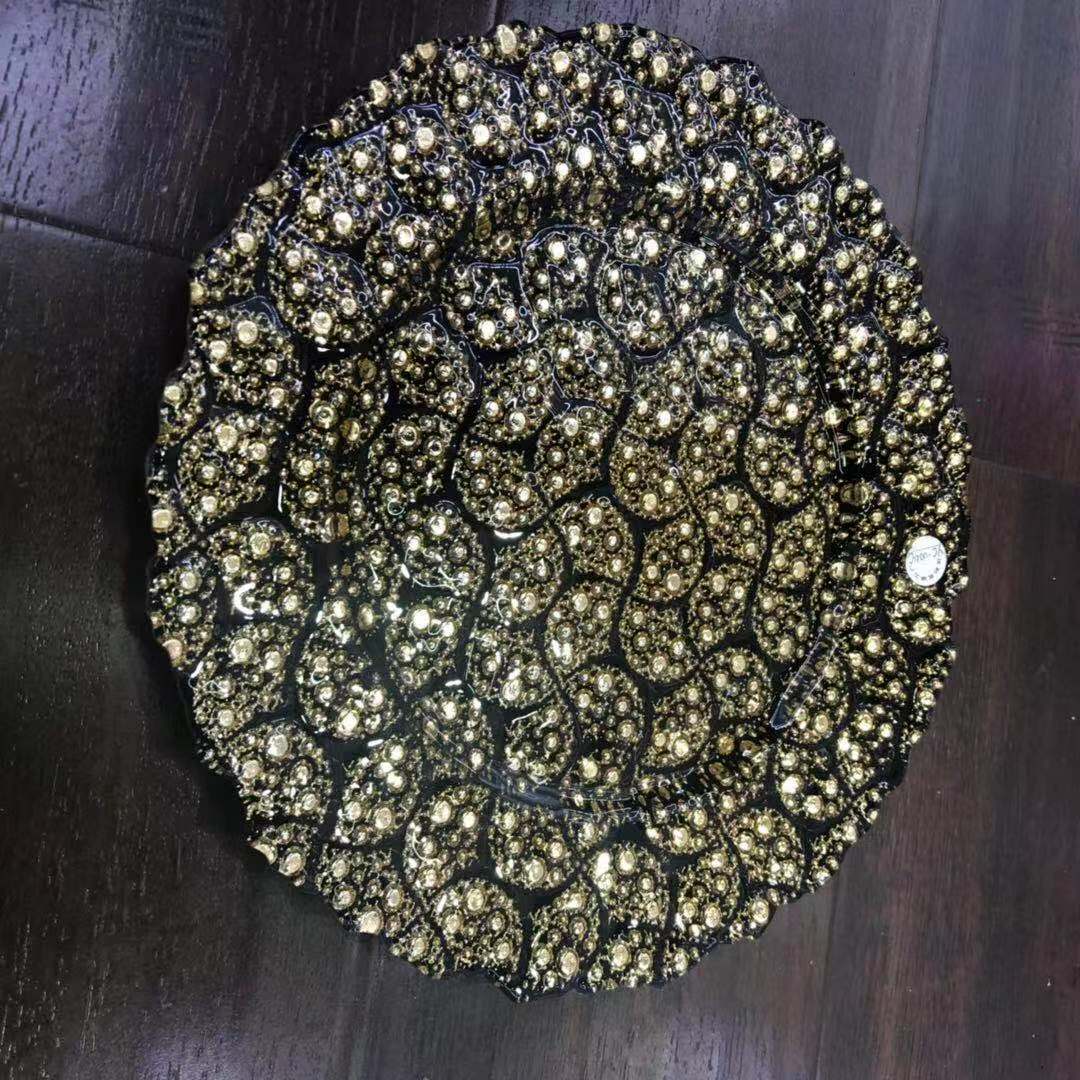 外贸爆款批发石纹电镀玻璃盘西餐盘家装饰品牛排餐盘