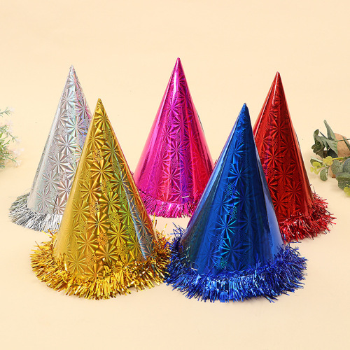 Laser Birthday Cap Birthday Party Supplies Children Adult Party Birthday triangle Hat Factory Direct Sales 