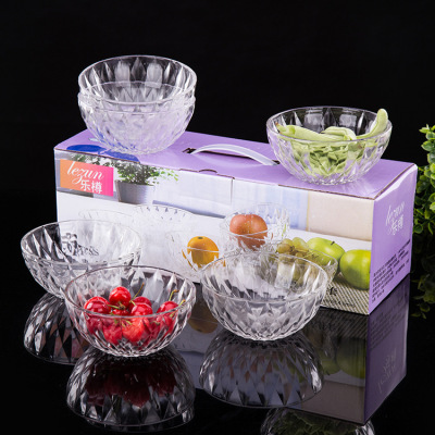 Manufacturer direct selling crystal glass bowl six-piece glass bowl set transparent diamond bowl six-piece promotional gifts