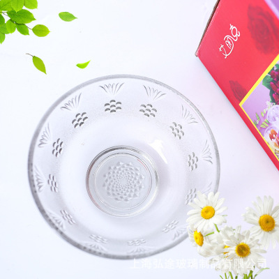 Pearl bowl heat-resistant lead-free glass bowl transparent salad bowl gift box 6 only wholesale
