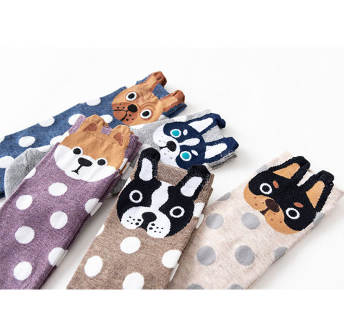 korean new women‘s socks japanese polka dot girl socks three-dimensional cotton socks classic cute dog series