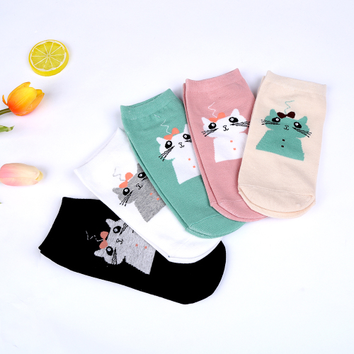Girls‘ Cartoon Cute Pure Cotton Low Cut Socks Spring Non-Slip Boat Socks Invisible Socks Socks