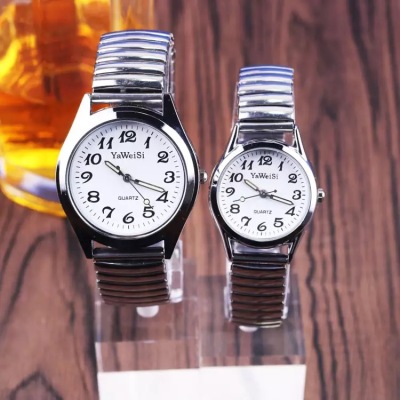 Wholesale hot elastic steel belt elastic belt quartz watch middle-aged and elderly people digital couple watch reloj