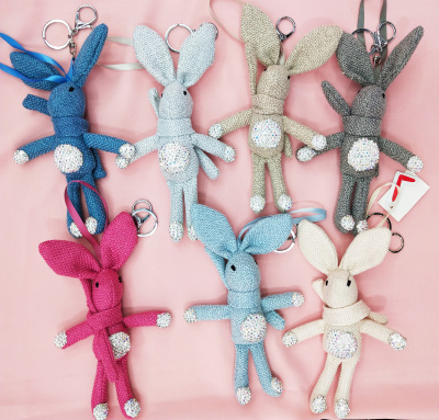 Diamond quality male package soft rabbit key chain arts and crafts accessories doll hanging ornaments pendant