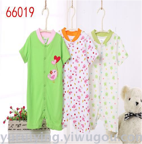 popular newborn baby jumpsuit baby summer children‘s clothing short sleeve one-piece romper flat foot romper jumpsuit