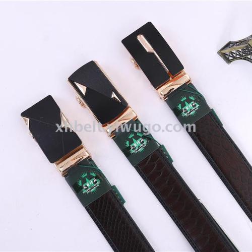 Fashion Men‘s Leather Belt Automatic Leather Buckle Business Belt Trouser Belt Lead