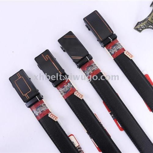 Men‘s Leather Belt Genuine Cattlehide Leather Surface Automatic Buckle Pants Belt Customization