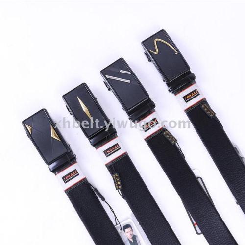 Two-Layer Cowhide Leather Men‘s Belt Alloy Automatic Buckle Men‘s Pants Belt Factory Direct Sales