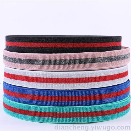 gold and silver silk high elastic band stripe color woven elastic tape accessories