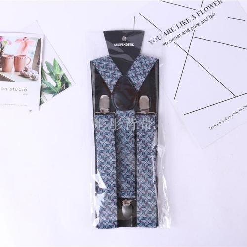 Factory Direct Sales Men‘s Three-Clip Jacquard Strap Three-Clip Printed Ribbon Korean Style Men‘s Suspender Suspenders