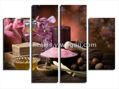 European Gallery Handcrafted Painting Modern Style Spa Series Flower Irregular Combination Oil Painting Ice Crystal Painting