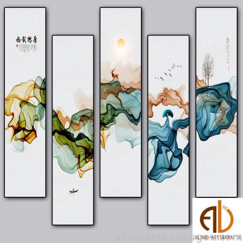 European Gallery New Chinese Style Living Room Decorative Painting Sofa Wall Painting Dining Room Mural and Oil Painting Ink Painting
