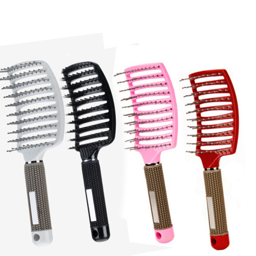 spot supply arc large curved comb color practical dashboard comb silicone handle hair curling comb straight comb color