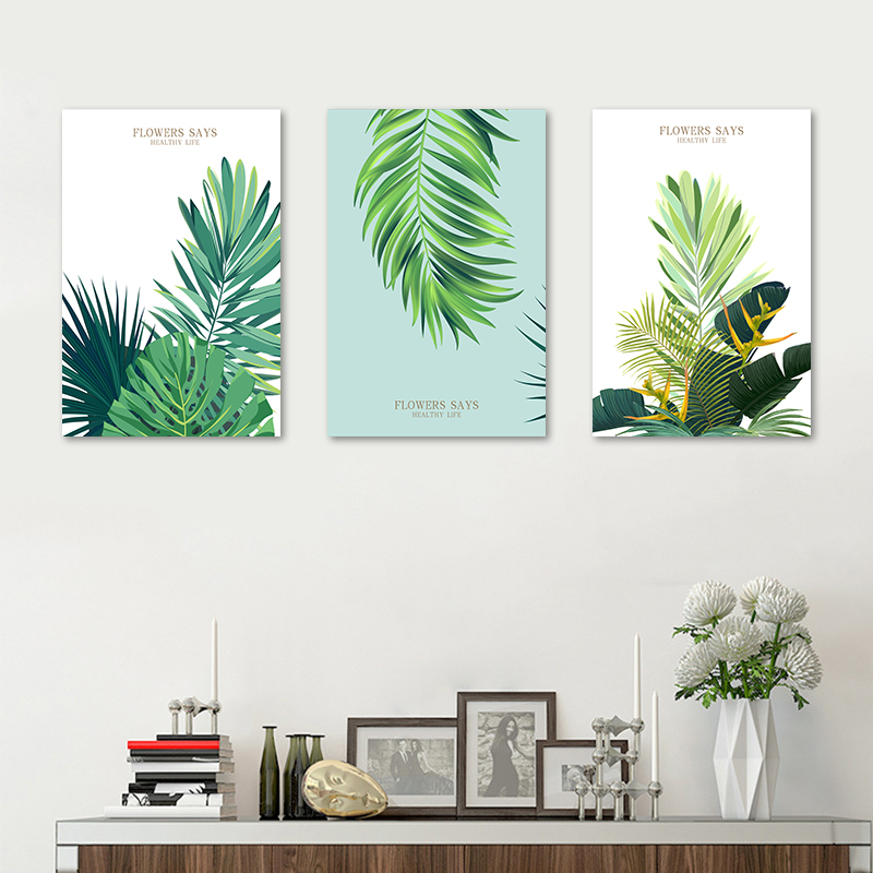 定制新中式油画线条抽象意境树叶挂画客厅沙发背景墙多联装饰画