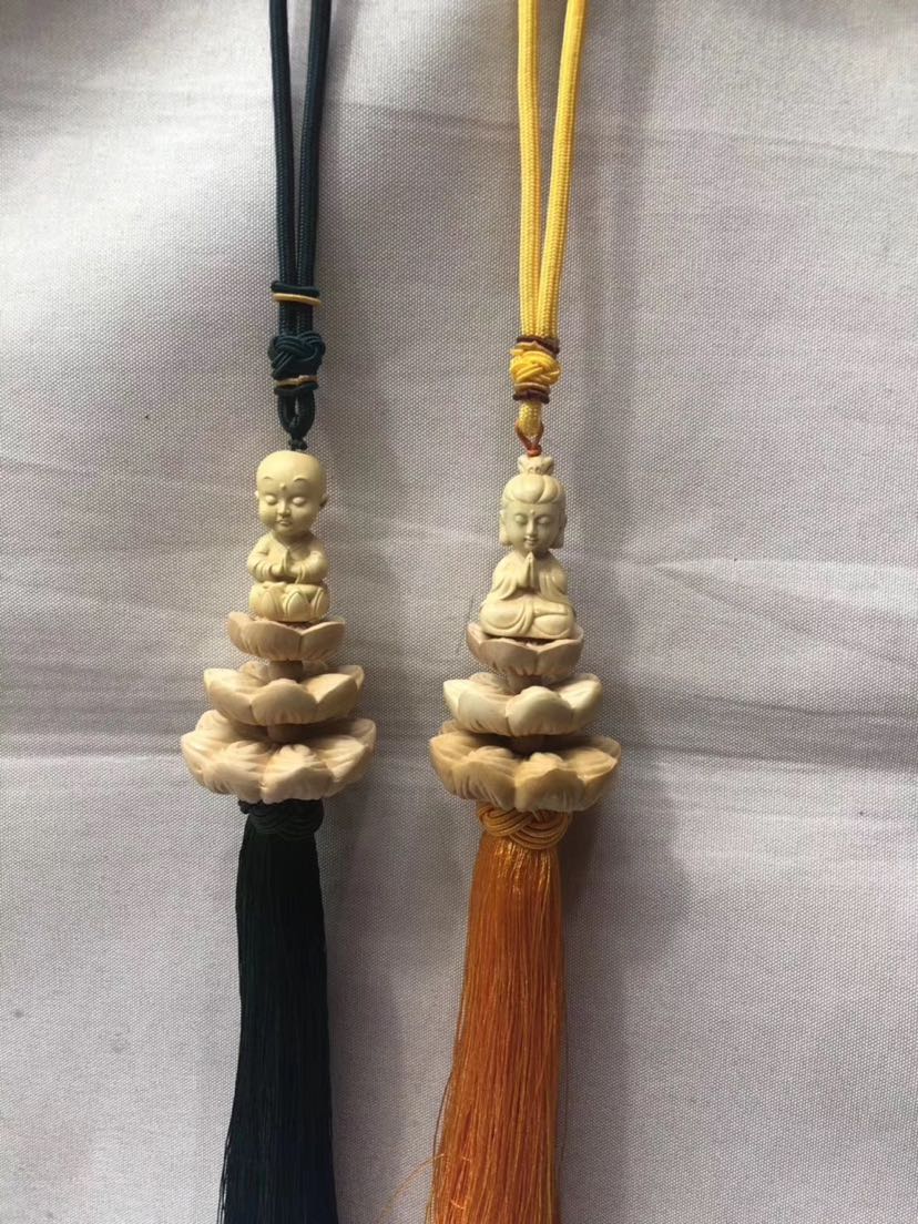 黄杨木雕刻佛祖车挂佛珠手链饰品礼品