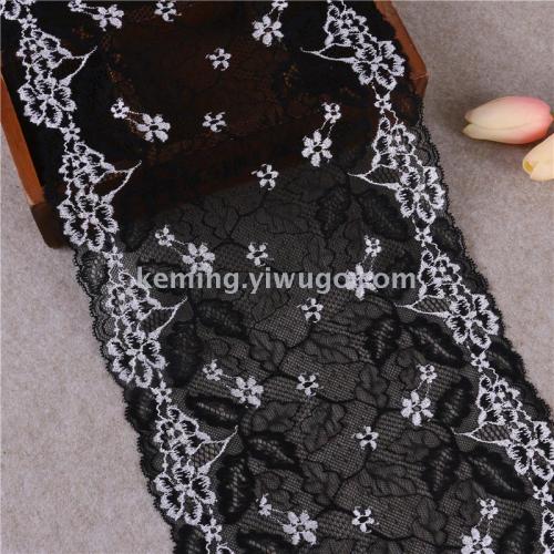 Black and White Two-Color Wide Lace Elastic Underwear clothing Accessories Fabric 20cm