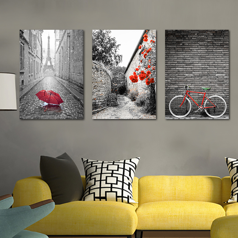 厂家直销油画卧室客厅装饰画 欧式复古油画喷绘画建筑风景无框画