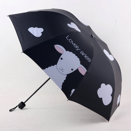 Sun Umbrella Sun Protection Thickened Black Glue Sunny Rain dual-Purpose Umbrella Folding Three-Fold Umbrella Creative Cute Alpaca Sunshade Umbrella 