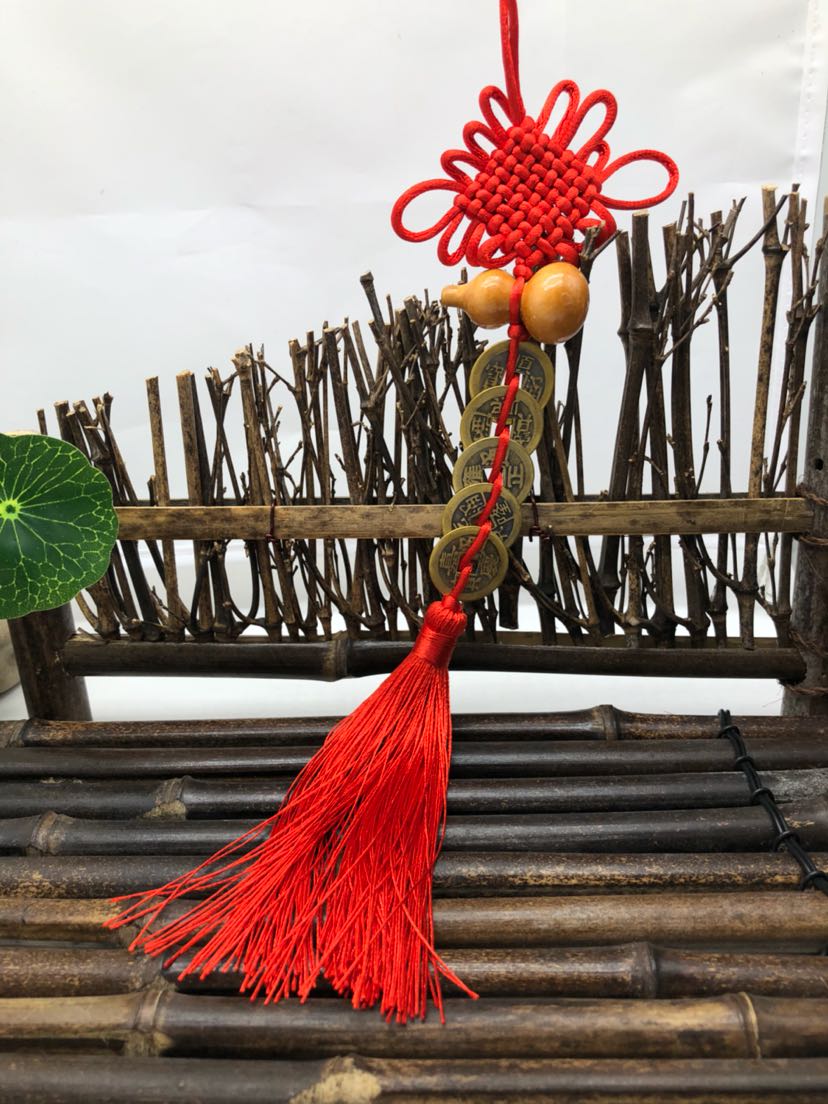 桃木葫芦五帝串铜钱挂件