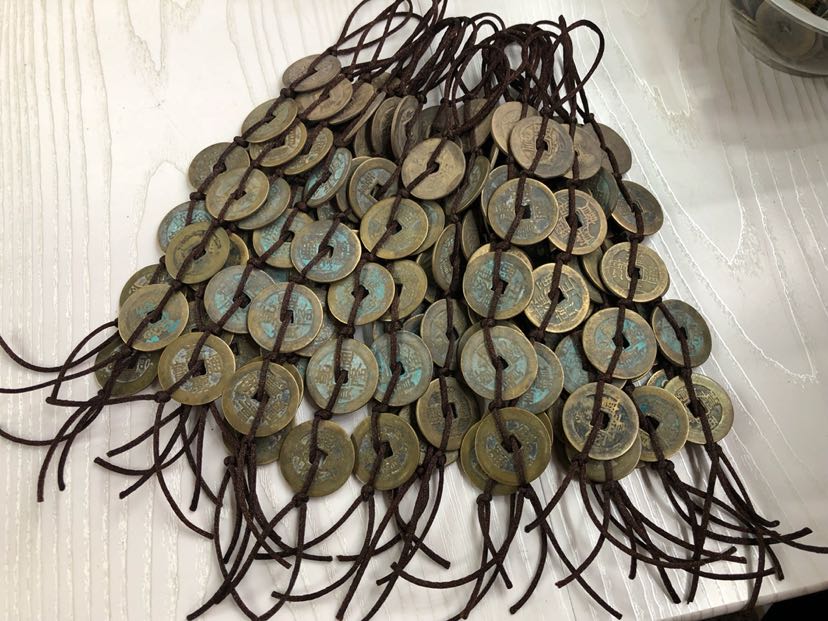 仿古绿锈五帝串铜钱