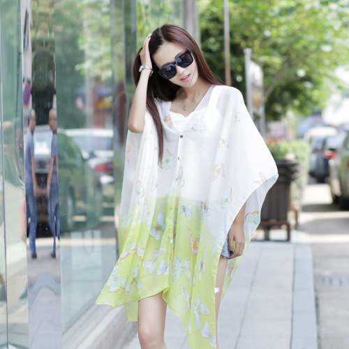 summer women‘s sunscreen shawl chiffon sunshade butterfly scarf shawl korean style fresh beach scarf wholesale