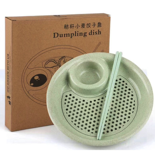 Maixiang Dumpling Plate Set Vinegar Plate with Strainer Dumpling Plate Kraft Paper Chopsticks Packed in Box Dumpling Plate RS-8434