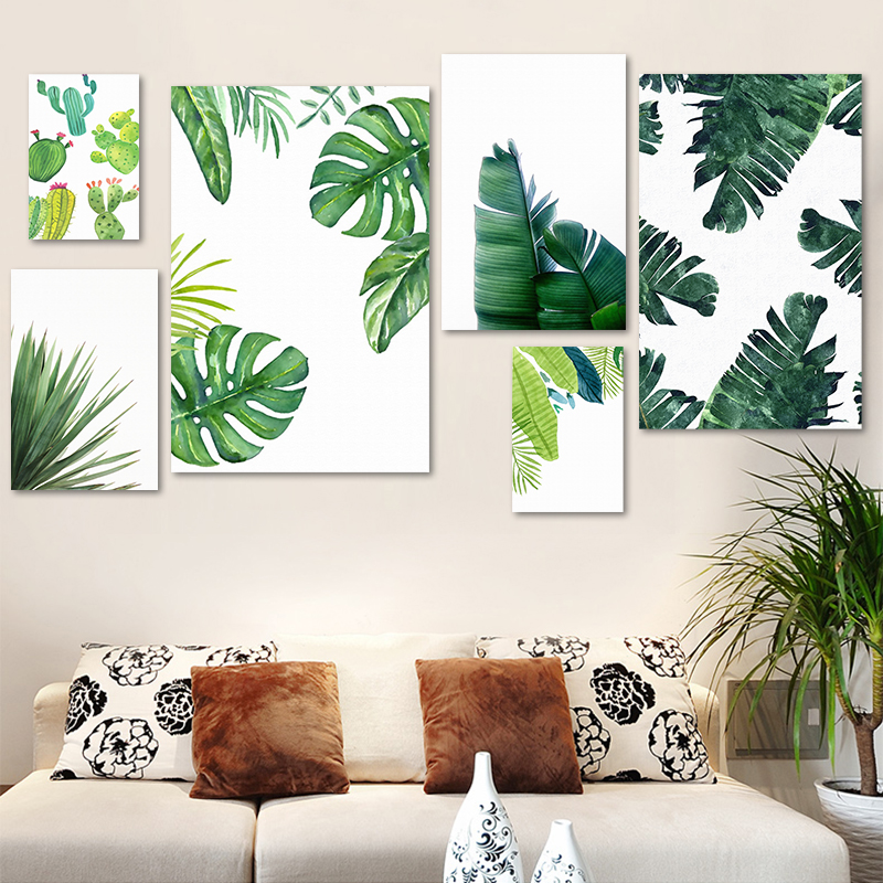 厂家直销高清树叶组合套装壁画定制油画小清新相框装饰画画芯