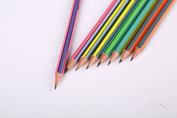 HB铅笔六角杆 抽面抽线 削尖 彩皮头铅笔