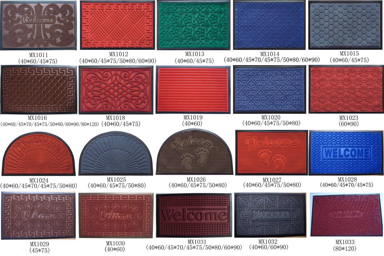 Supply 45*75cm rubber mat embossed with edge embossed floor mat 