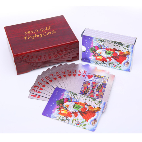 Factory Direct Sales New Christmas Supplies Platinum Waterproof Playing Cards Leisure Chess and Card Toys Christmas Elderly