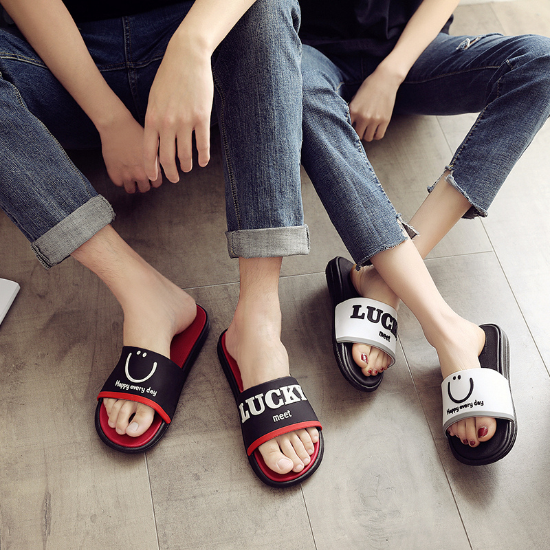 喜遇拖鞋男夏外穿时尚百搭个性潮男凉拖鞋室内家用女防滑一字拖鞋