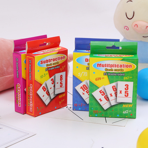 Factory Direct Sales 27 Arithmetic Learning Cards Children‘s Enlightenment Addition， Subtraction， Multiplication and Division Fun Paper Toy Cross-Border Supply
