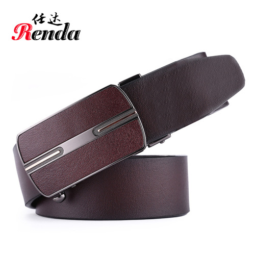 Factory Direct Sales Men‘s New Automatic Slide Fastener Leather Belt Cowhide Retro Classic Business Men‘s Belt