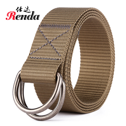 New Portable Outdoor Breathable Nylon Waistband Casual Double D-Shaped Buckle Belt Versatile Casual Canvas Belt